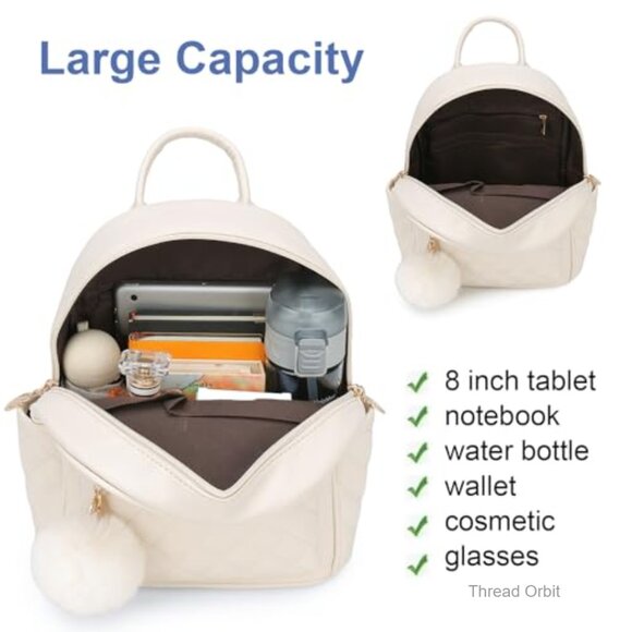 Mini Plaid Vegan Leather Backpack Daypack with Multiple Pockets main image 5